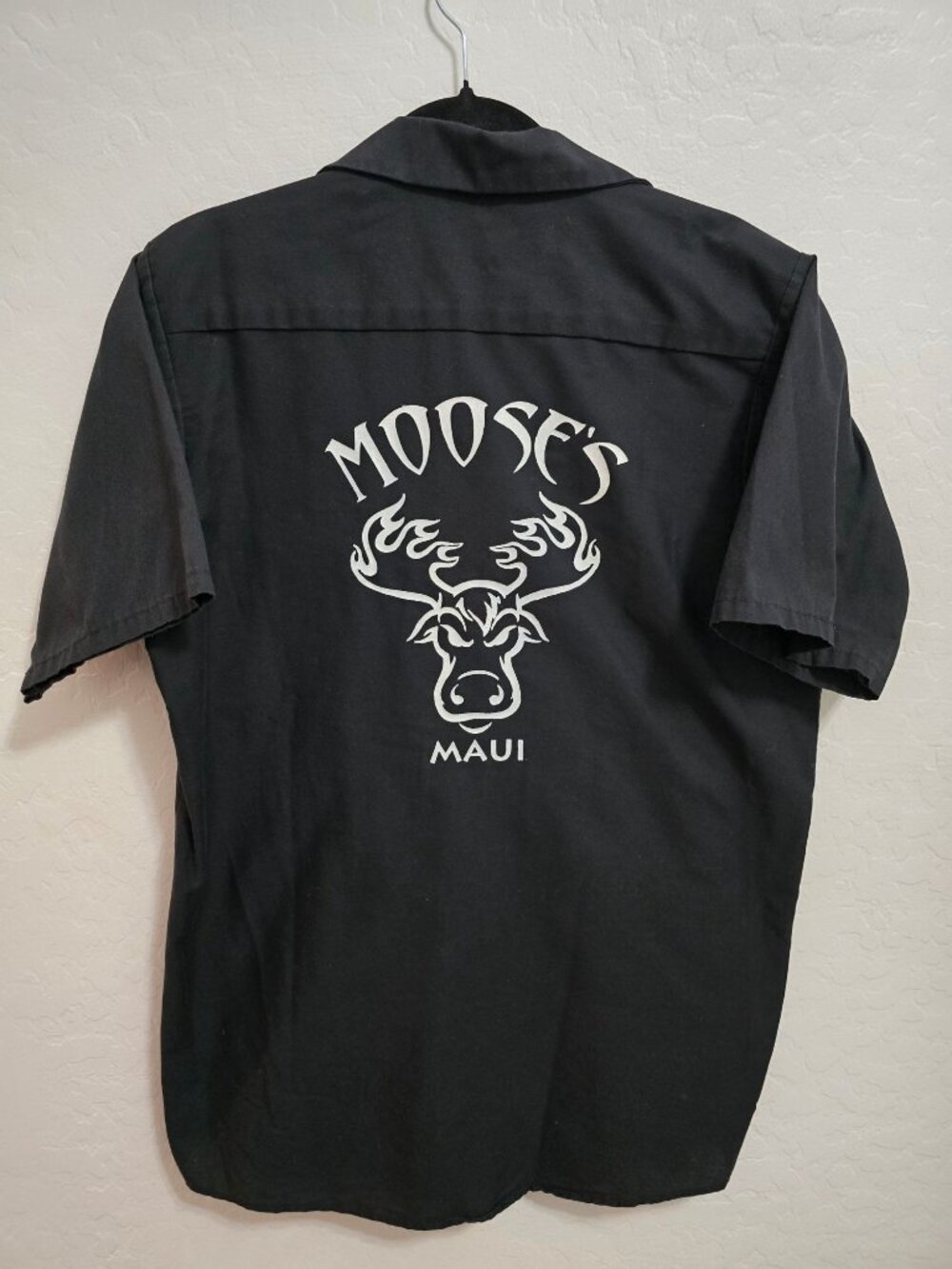 Red Kap Moose Maui Hawaii Black Button-Up Work Shirt M Short Sleeve READ - Picture 4 of 5